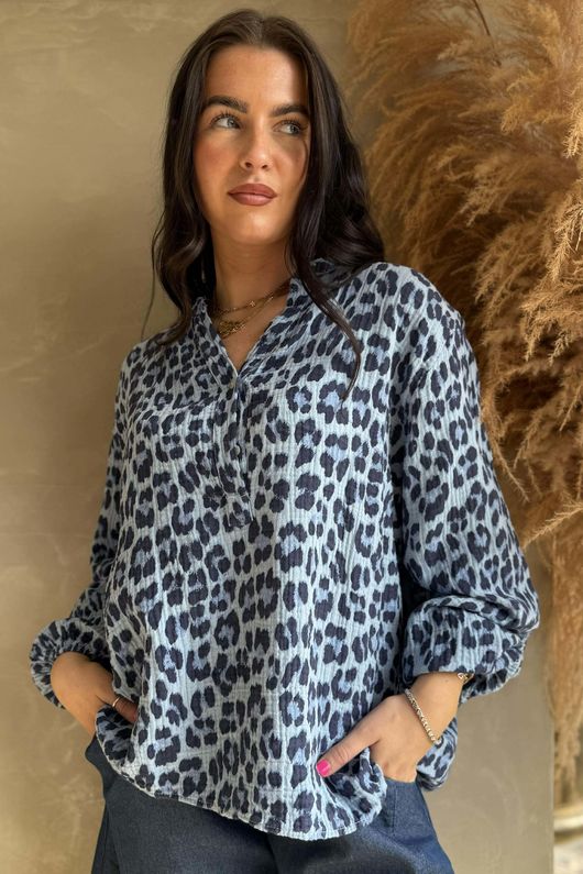  Zanzibar Pillow Cotton Hugh Shirt Celeste & Navy